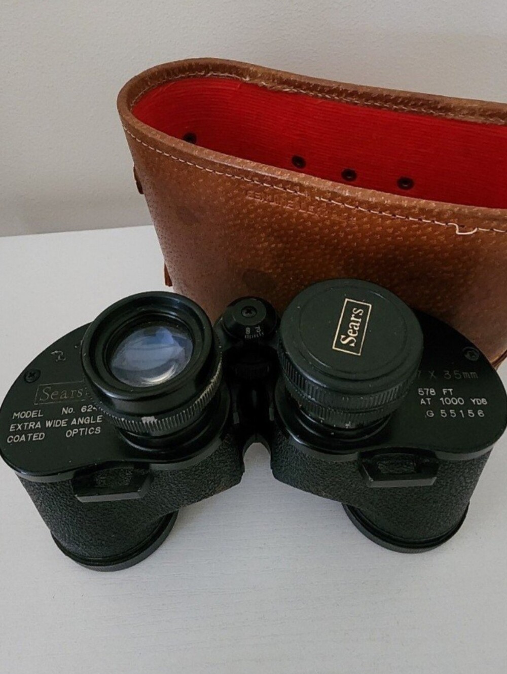 Vintage Sears Binoculars W/Leather Case Old School Explorer Grandpacore Decor